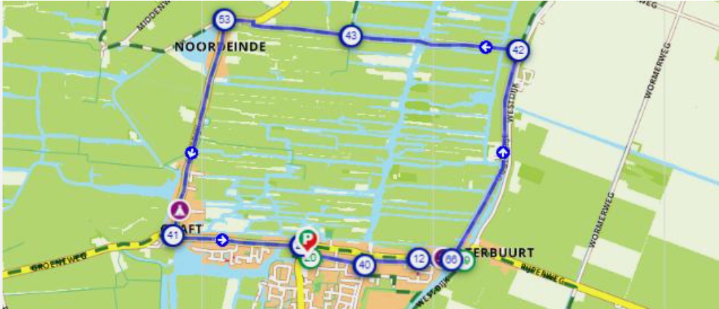 door de eilandspolder route op de kaart